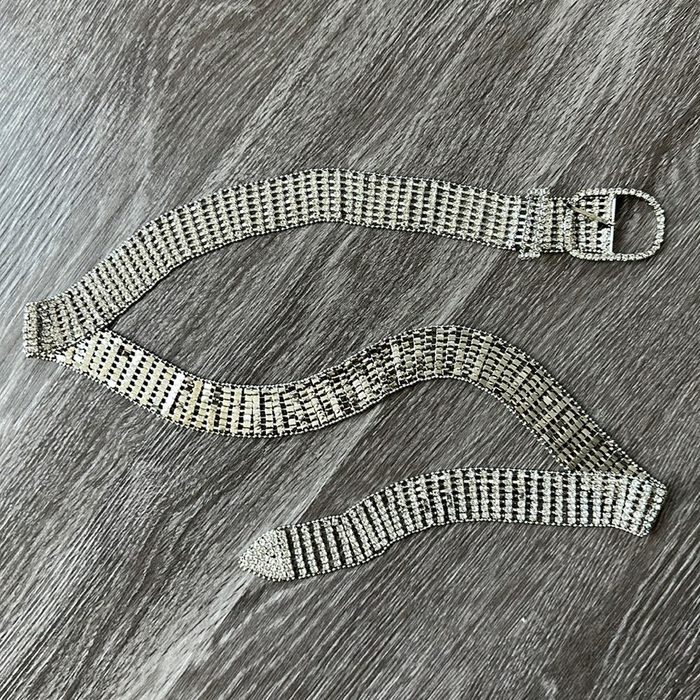 Silver Rhinestone Belt - M